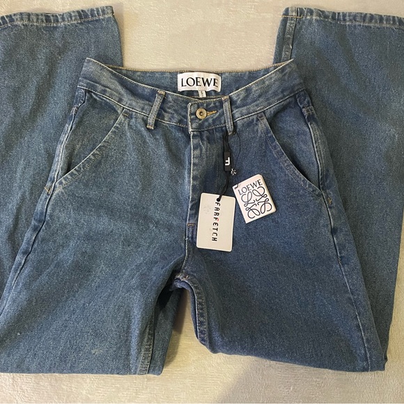 Loewe Anagram Baggy High Rise Wide Denim Jeans Womens Small New - Picture 2 of 6